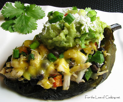chicken and black bean stuffed poblano peppers