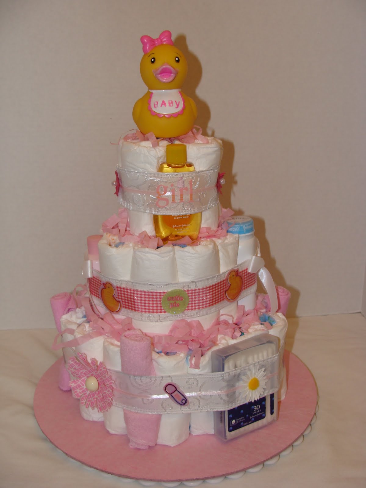 PeprzCakez: 3- Tier Girl Rubber Ducky Diaper cake **Custom Order**