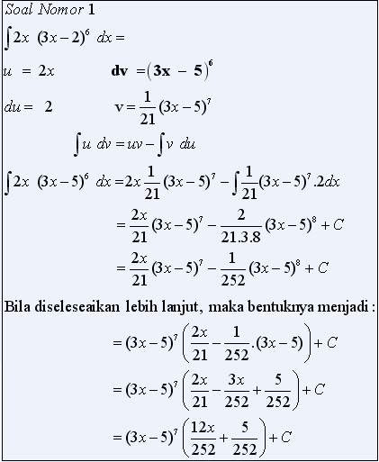 Contoh Soal Integral Parsial Kelas 11