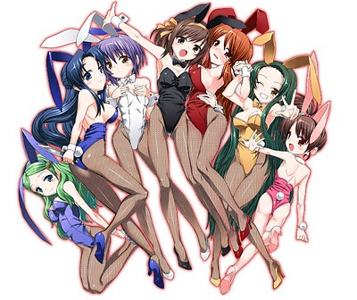 Las chicas de Suzumiya Haruhi no Yuutsu en cosplay conejil