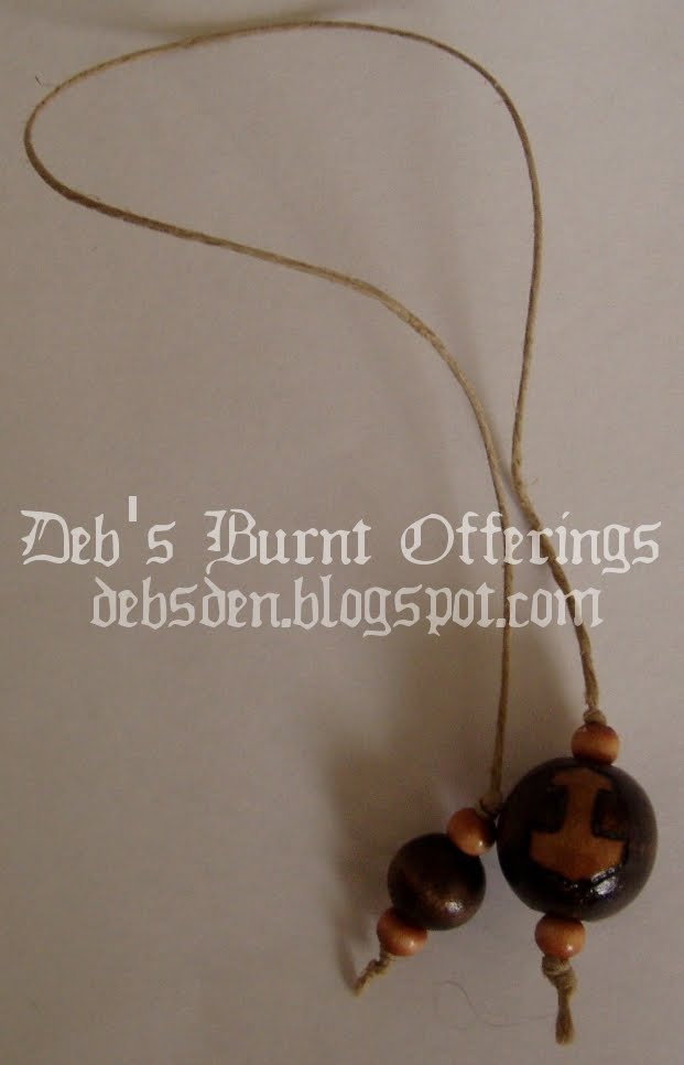 Deb's Den Thors Hammer Mjolnir Wood Bead Book Thong Bookmark