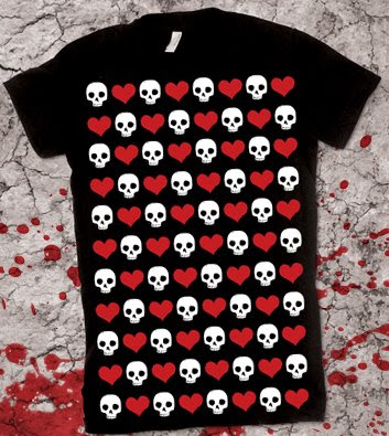 heart skull pattern shirt