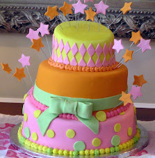 Pink and Orange Bowed Cake