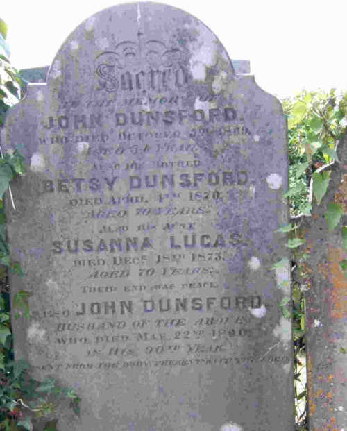John Dunsford Family Headstone at St Stephens