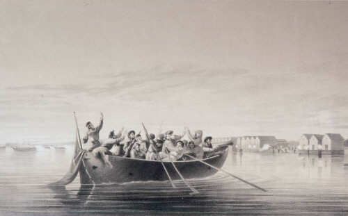 Seamen From HMS Vulture Under Attack at Halkokari June 7 1854 - Vladimir Swertschkoff Lithograph