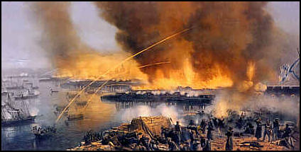 The Bombardment of Sveaborg - A Chromolithograph Based on a Drawing by M. Beerger