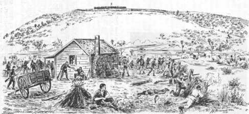 Drawing of Waireka Battle from Perspective of the Jury Farmhouse Showing Elevation of Kaipopo Pah