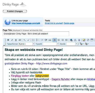 DinkyPage.com - Gör webbsida