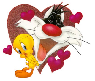Valentine Tweety n Sylvester Heart Card