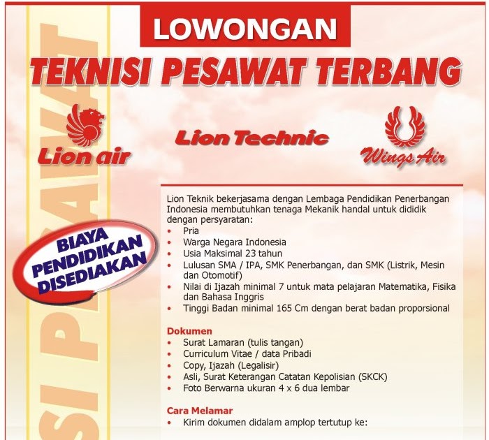 Klik di sini :: Lion Air Butuh Mekanik Min SMA / SMK