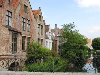 Canalside houses viewed from a bridge