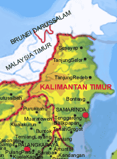 Gambar Peta Propinsi Kalimantan Timur Indonesia Malaysia