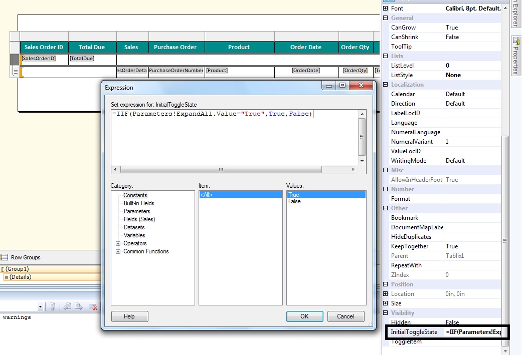 SQL Server / Business Intelligence Expand All Drill Downs In SSRS