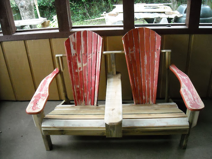 We had two old chairs that needed a little repair so I built this!