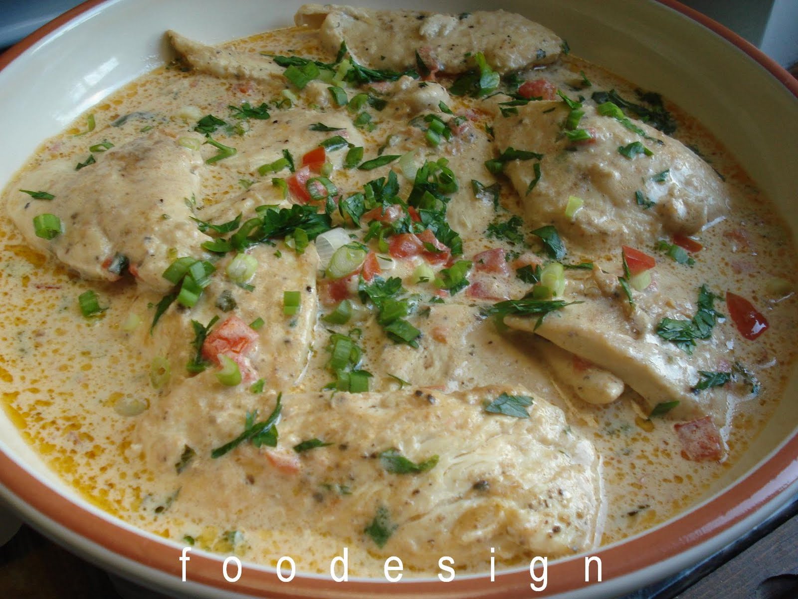 foodesign chicken in cream cheese sauce