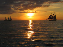 sailboats and sunset