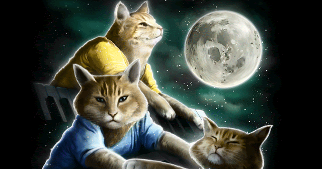 three keyboard cat moon