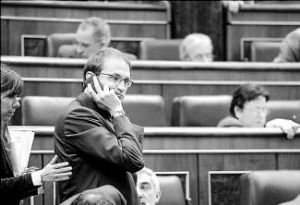 Joan Herrera, de Iniciativa per Catalunya, en el Congreso de los Diputados, en el pleno del pasado