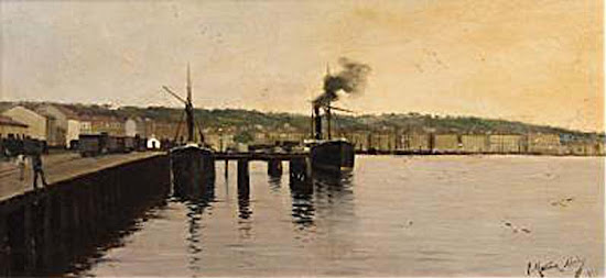 Puerto de Santander Puerto de Santander, Juan Martínez Abades, Pintor español, Paisajes de Juan Martínez Abades, Mar revuelta, Pintor Martínez Abades Pintores españoles, Pintores Asturianos, Martínez Abades