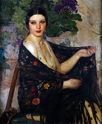 Laura Santelmo con mantilla Laura Santelmo con mantilla, Anselmo Miguel Nieto, Pintura Española, Pintores Españoles, Pintor Español