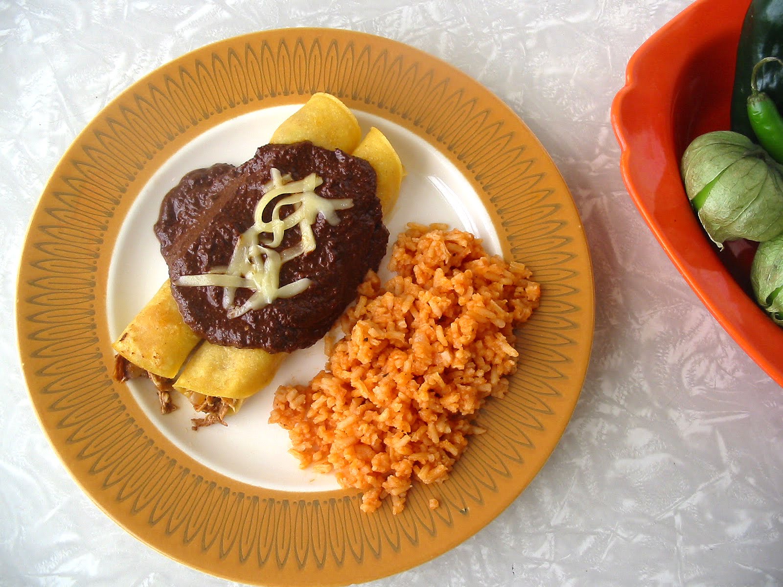 The Hungry Texan Chicken Mole Enchiladas (Enmoladas)