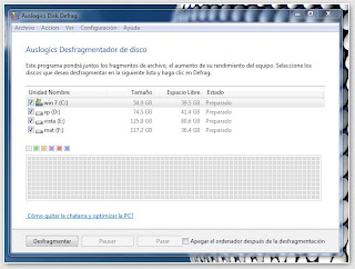 Interfaz Disk Defrag