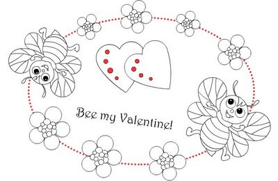 Nicole's Free Coloring Pages: Bee Happy! Bee my Valentine!