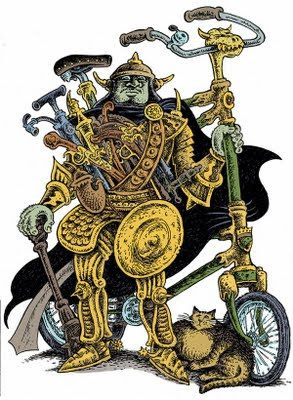 knight riding a bike