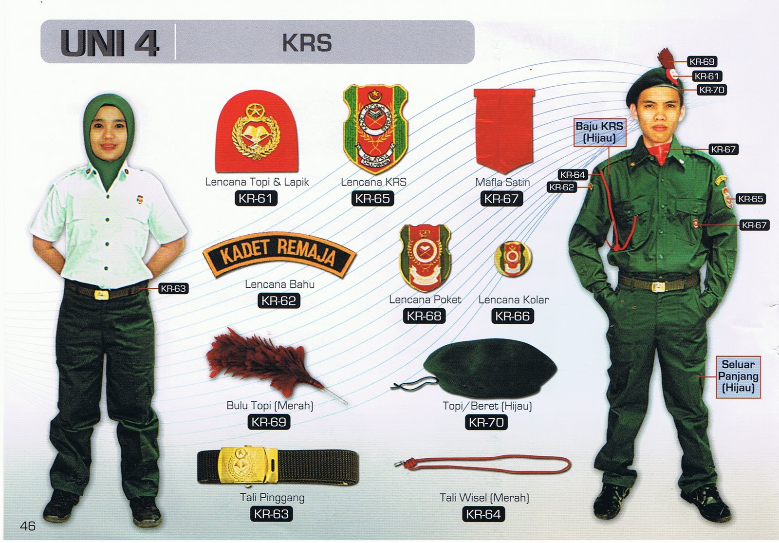 Kadet Remaja Sekolah Malaysia: Uniform