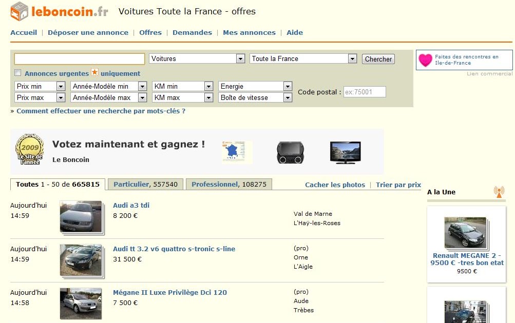 Le bon coin Auto sur leboncoin.fr — News de Weblog