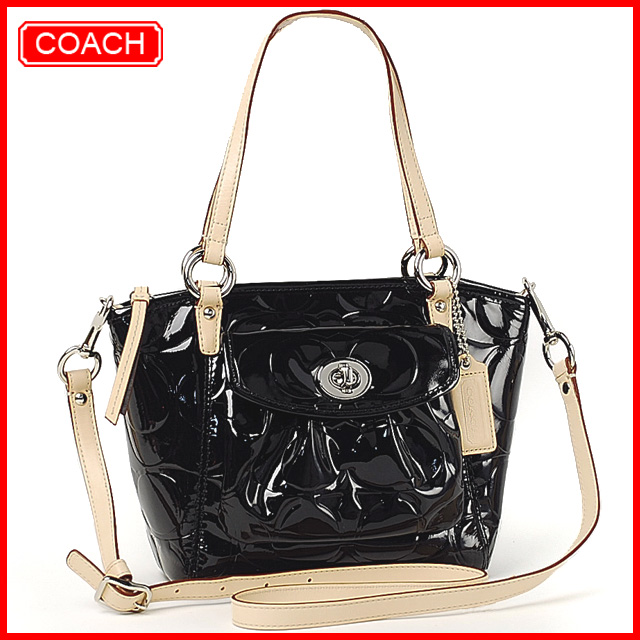 GreenApple4sale Authentic Branded Bags Coach Embossed Patent Black Small LeatherTote F 14729