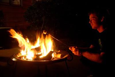 roasting marshmallows on firepit