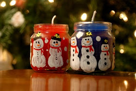 snowman baby food jar candles