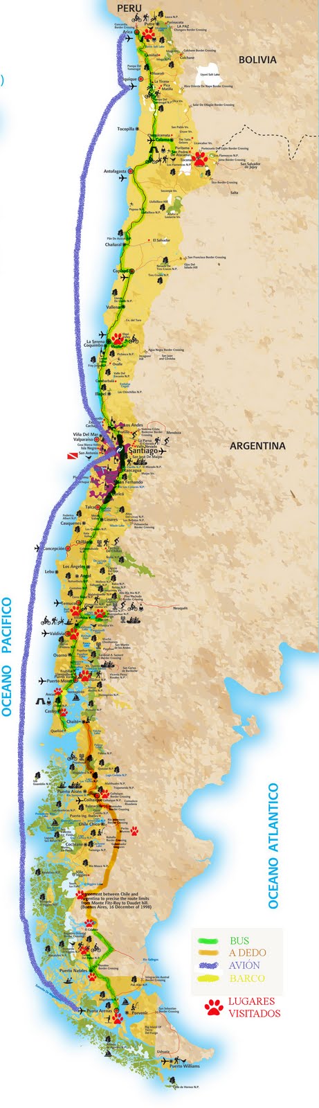 Mapa de Chile - Carte du Chili