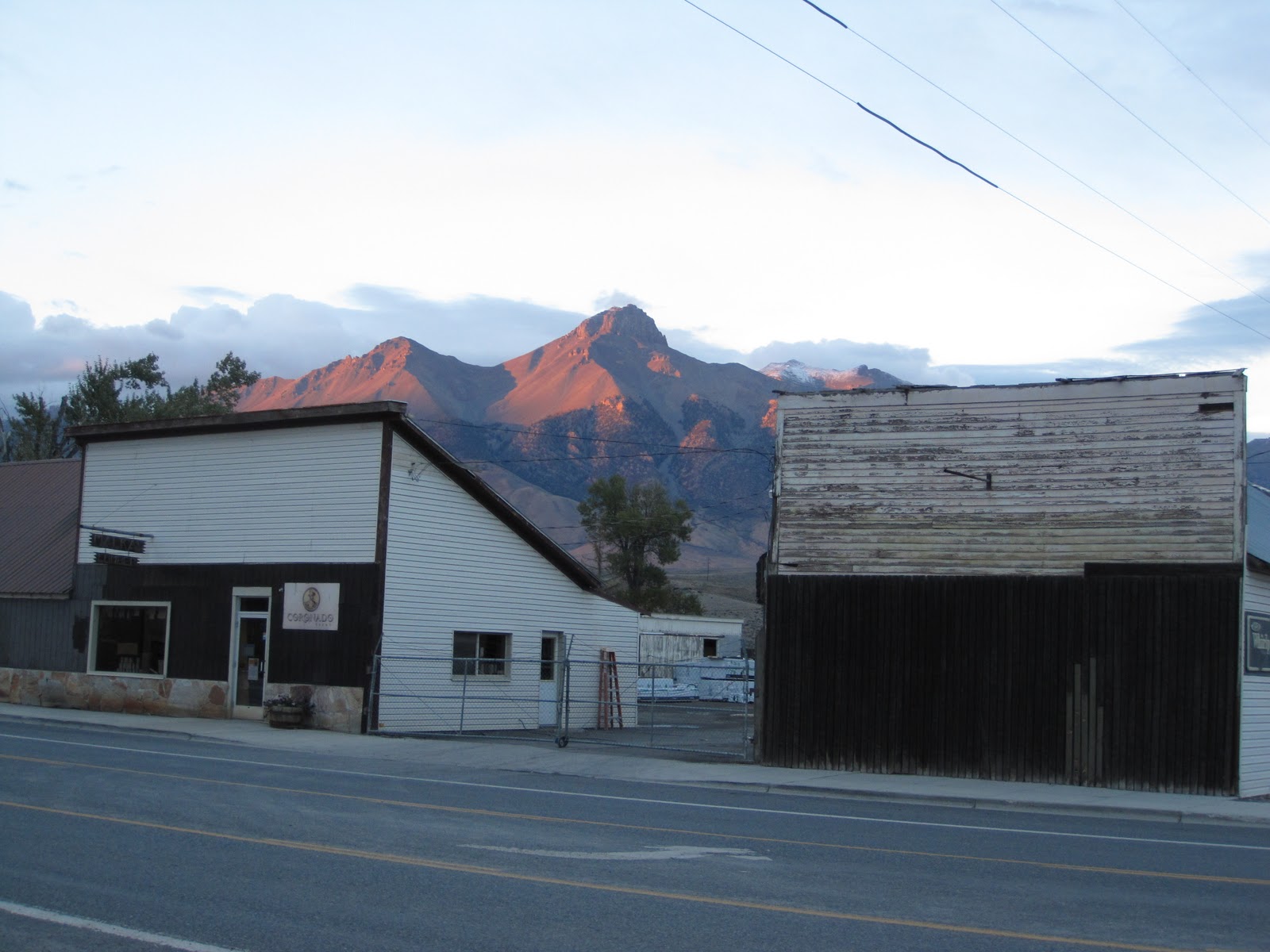 Mackay, Idaho 83251 Mackay Lumber and Mt McCaleb at Sunset Tonight