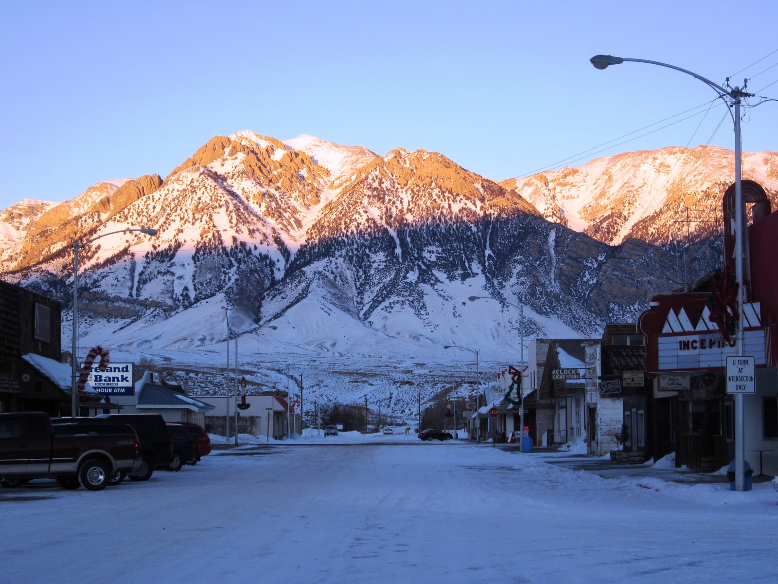 Mackay, Idaho 83251 Mackay Main Street at Sunset January 22 2011