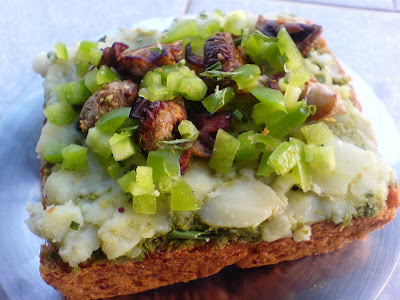 Mushroom, Potato and Pepper Open Sandwich