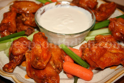 Deep South Dish Buffalo Style Hot Wings With Blue Cheese Dipping Sauce
