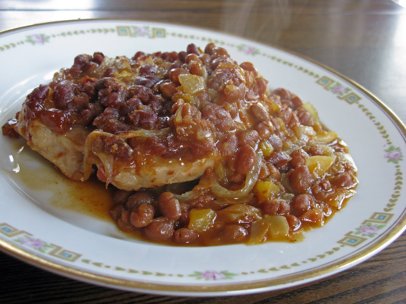 Food for A Hungry Soul Pork Chops with Pineapple & BBQ Baked Beans
