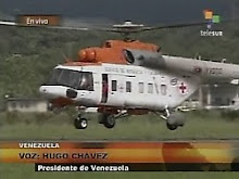 Helicópetro venezuelano, com o símbolo da Cruz Vemelha, chega na Venezuela