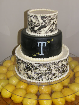3-tier round marbled chocolate and fondant