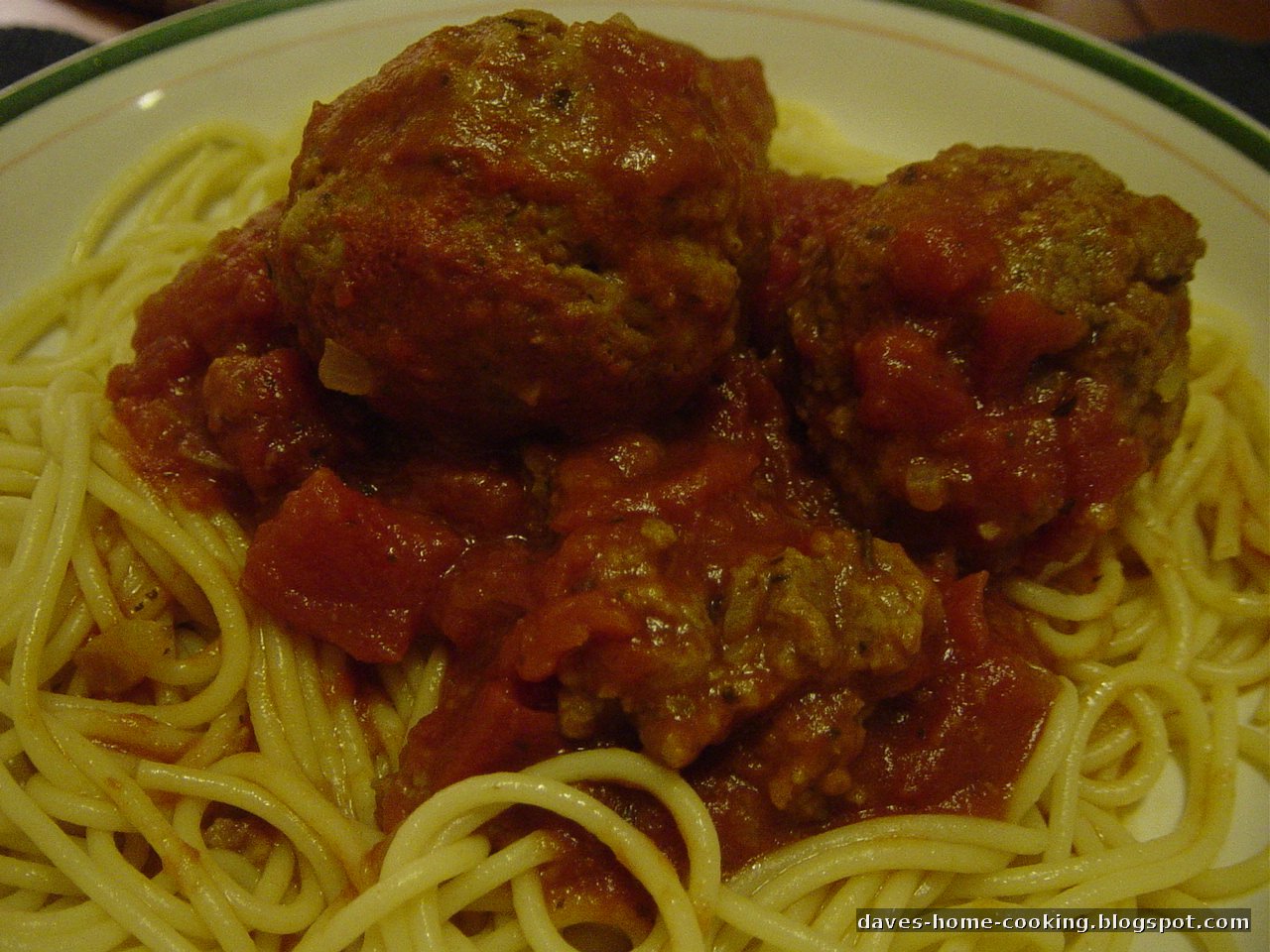 Dave's Home Cooking Meatballs in Rich Tomato Sauce with Spaghetti