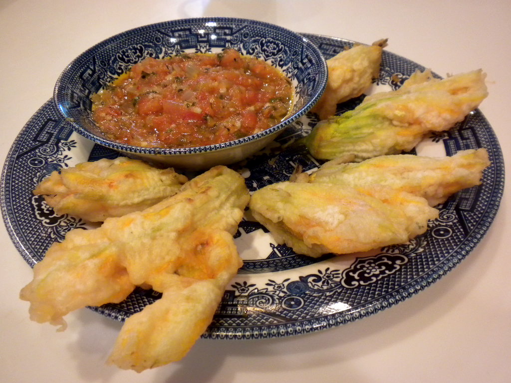 Life is Delicious Tempura Fried Squash Blossoms Stuffed with Goat