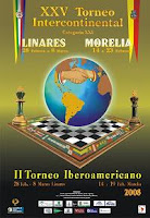 Cartel del III Festival Internacional de Ajedrez Ciudad de Morelia (XXV Torneo Internacional de Ajedrez Ciudad de Morelia-Linares 2008)
