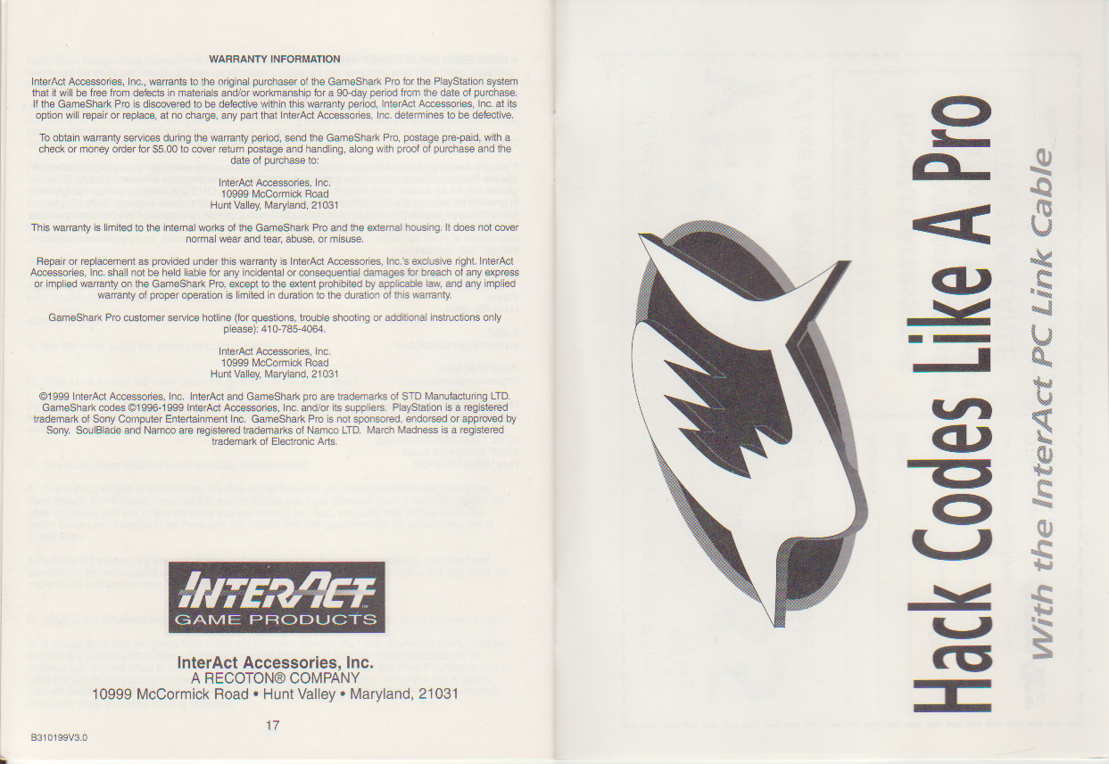 PSX GameShark Pro and Pro Action Replay Hacks & Mods Instruction Manual