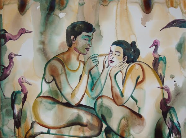 at the touch of rose everyone becomes a poet 28x21 in,wc on paper,2010