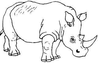 Dibujo de un rinoceronte para colorear o pintar Dibujo de un rinoceronte para colorear o pintar