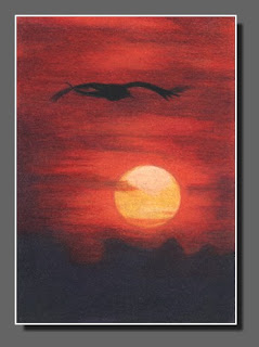 Silhouette Sky #35,ATC,Dee Overly, Colored Pencil