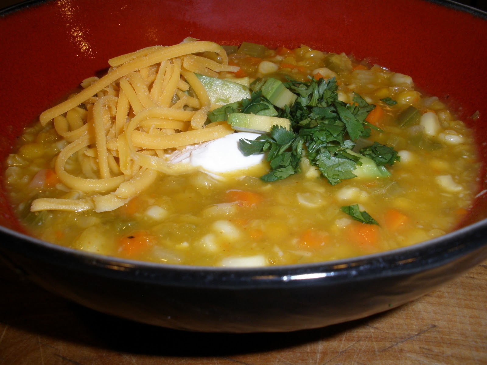 That Vegetarian Shiitake Yellow Split Pea Soup with Corn & Green Chilies