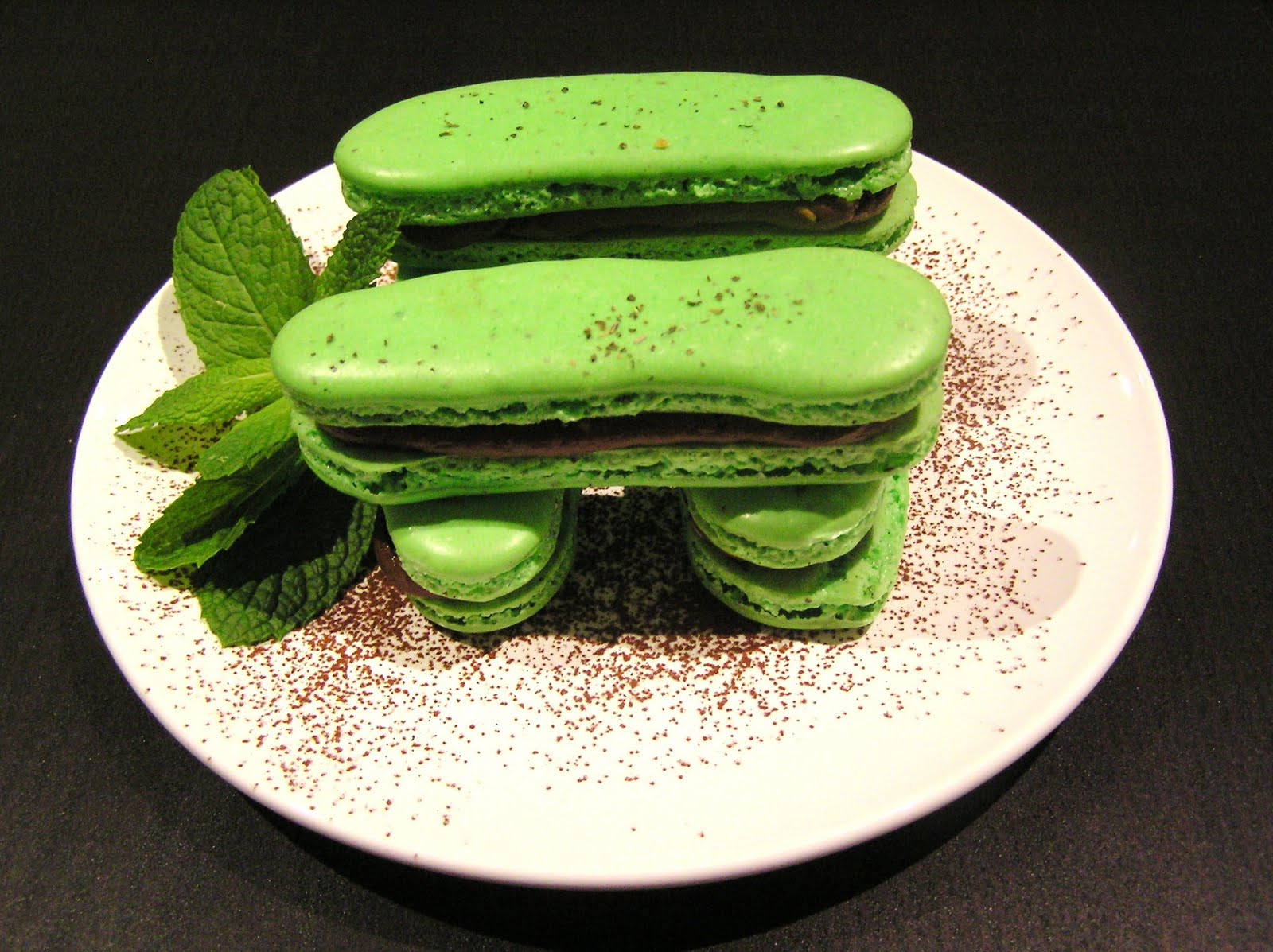 salts & sweets. chocolate mint macaron fingers.